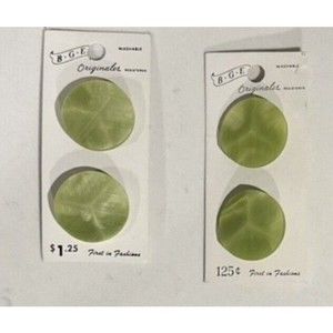 Vtg Buttons BGE Originales Round Green Textured Shank Lot Of 4 Made In Holland